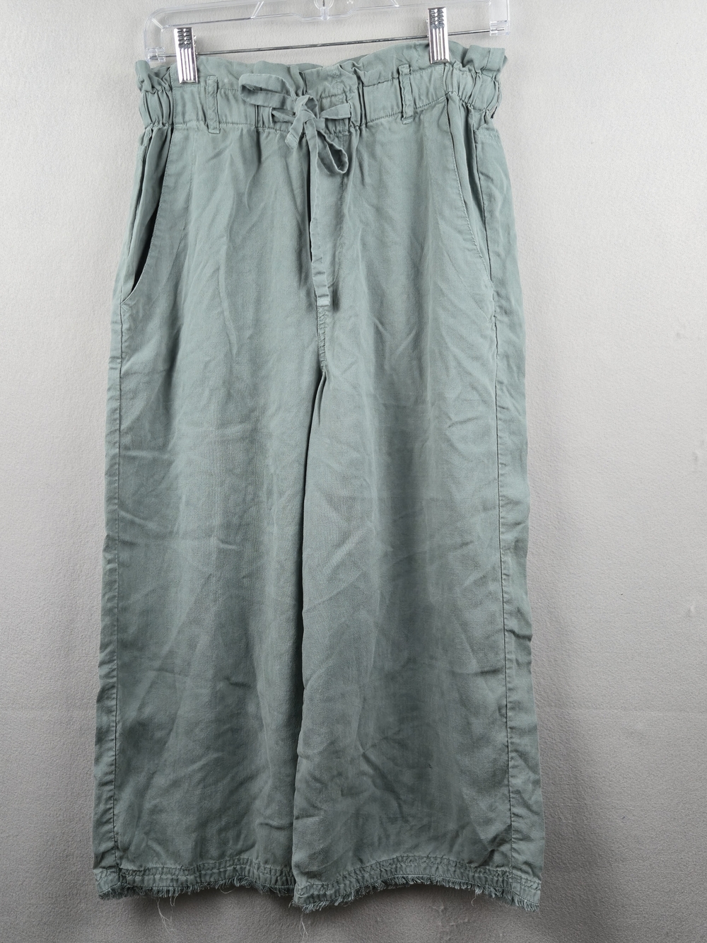 Cloth & Stone Green Tencel Blend Paperbag Waist Crop Pants Women Size XS